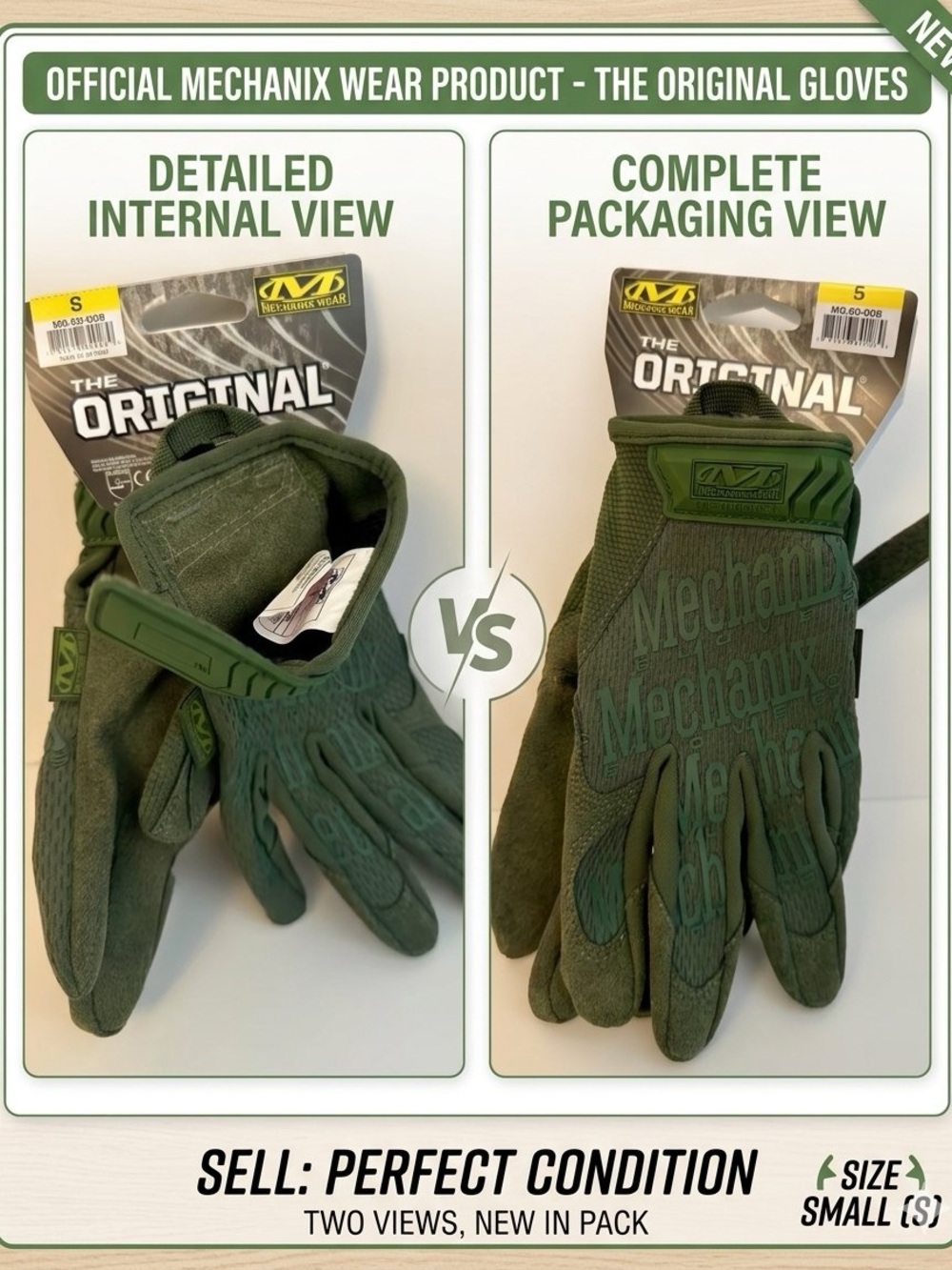 The Original Gloves – Olive Green (Men's Small)
